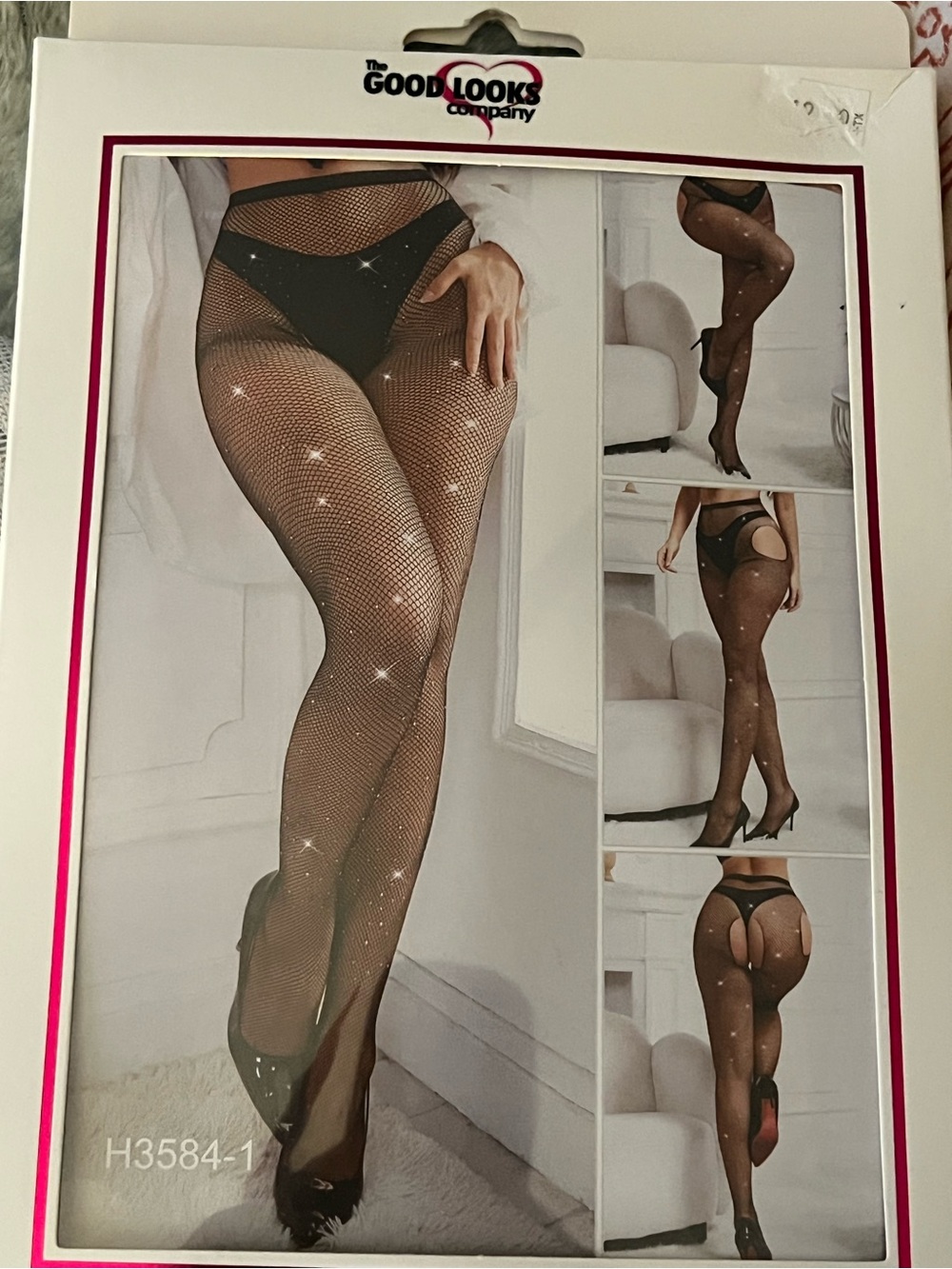 Black Fishnet Rhinestone Tights